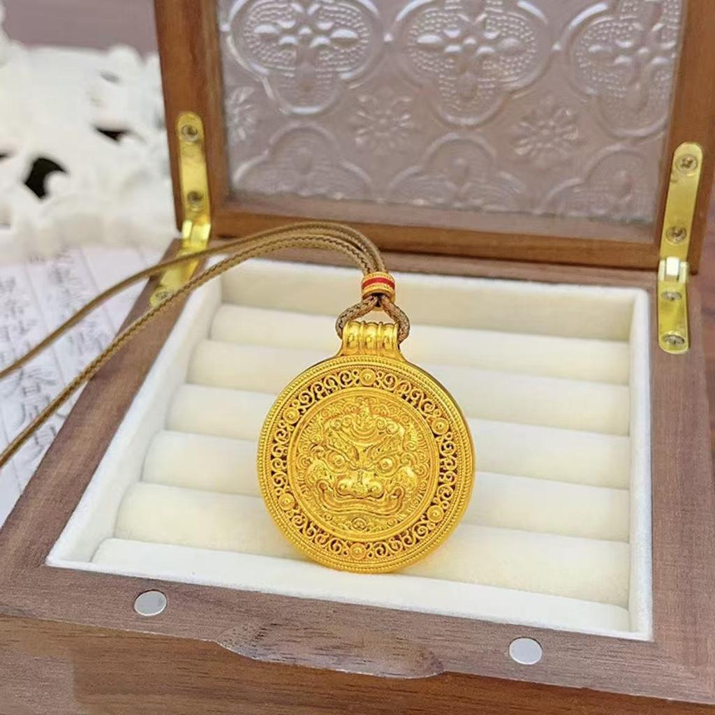 Damen Vergoldete Pixiu Kompass Anhänger Halskette - Einzigartiger Filigran, Hochwertige Imitation Gold Pulloverketten-Accessoire