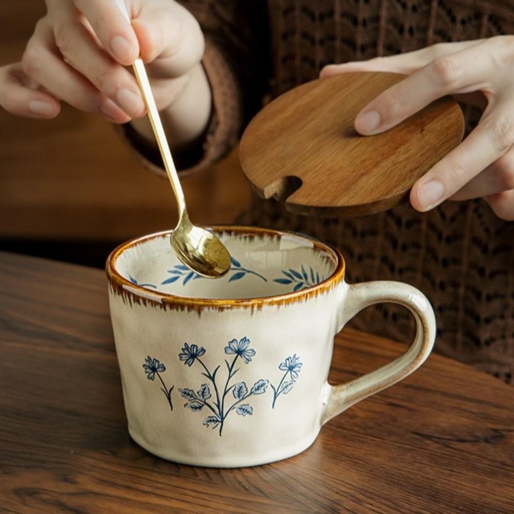 385ml Antique Style Mug Microwave Safe Exquisite Water Cup Porcelain Ceramic Coffee Cup Kitchen