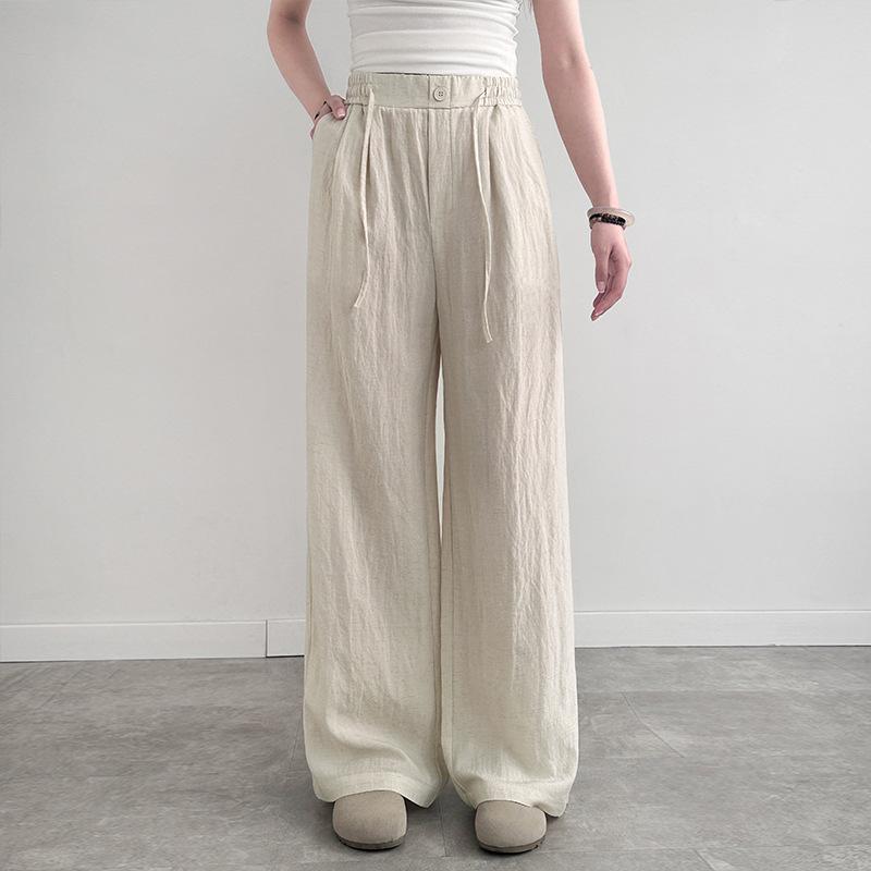 Tencel linen wide-leg pants women's summer thin new high-waisted straight loose casual mopping pants