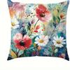 Home Decor Colorful Watercolor Floral And Hummingbird Pillows Pattern Cushion Cover Suitable For Sofa Bedroom Car Pillow Cover