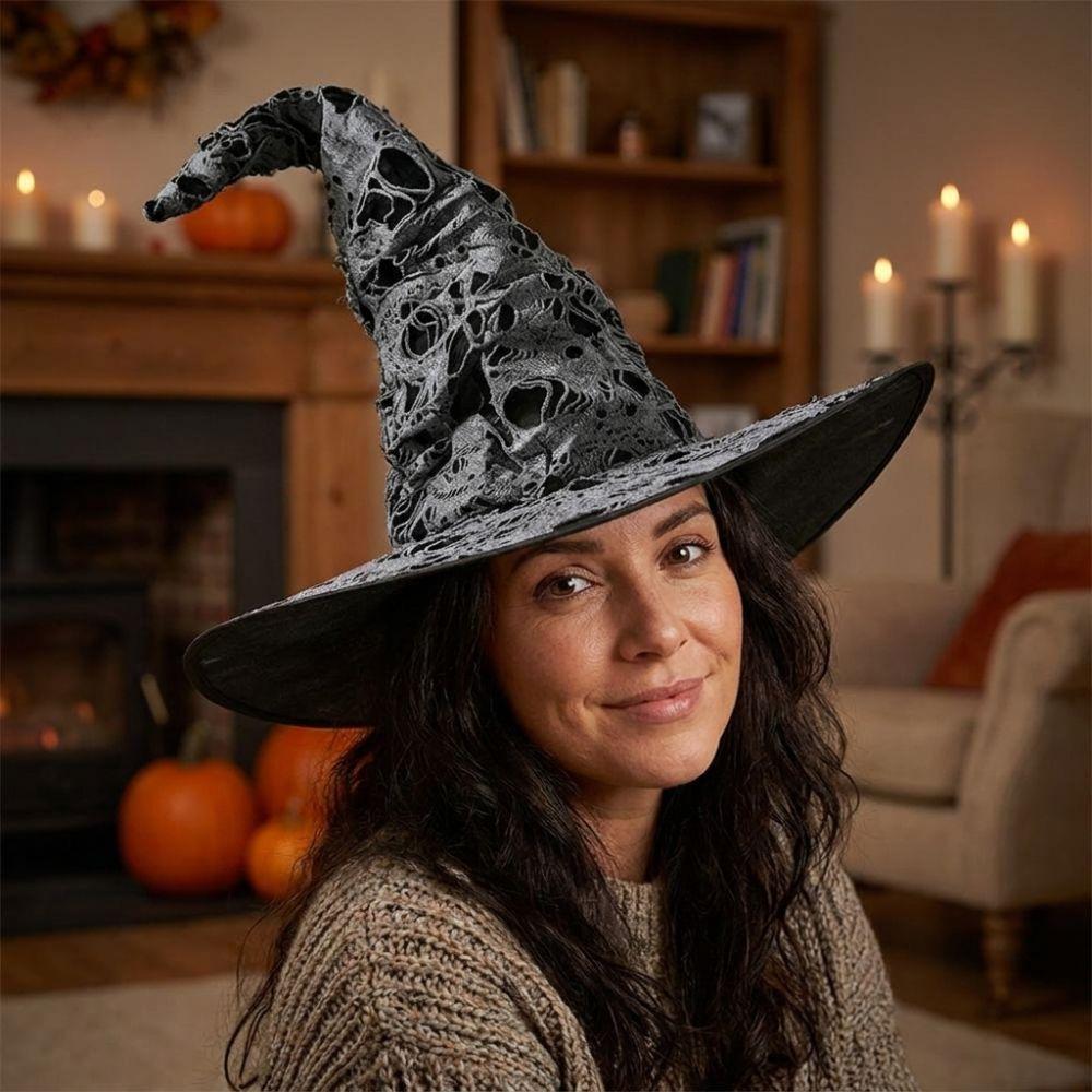 Gothic Halloween Wizard Hat Tall Pointed Cone Top Cosplay Witch Cap Cosplay Events