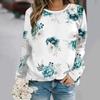 Women's casual and fashionable round neck long sleeved printed elegant and casual