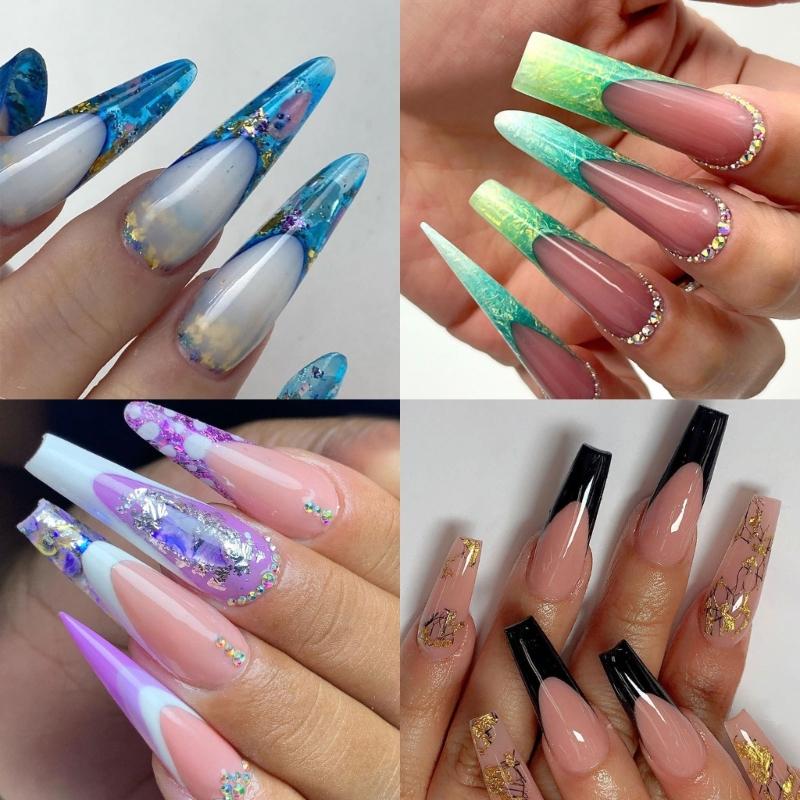 Duals Forms Acrylic Nail System UV Gel Nail Mold Full Cover Fasle Nail Tips Nail Form French Extension Tips Stickers