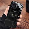 Cute Black Cat Pattern Tempered Glass Black Phone Case For iPhone 17 Pro Max 16 15 14 13 12 11 Pro 17 Air 7 8 Plus XR XS X Cover