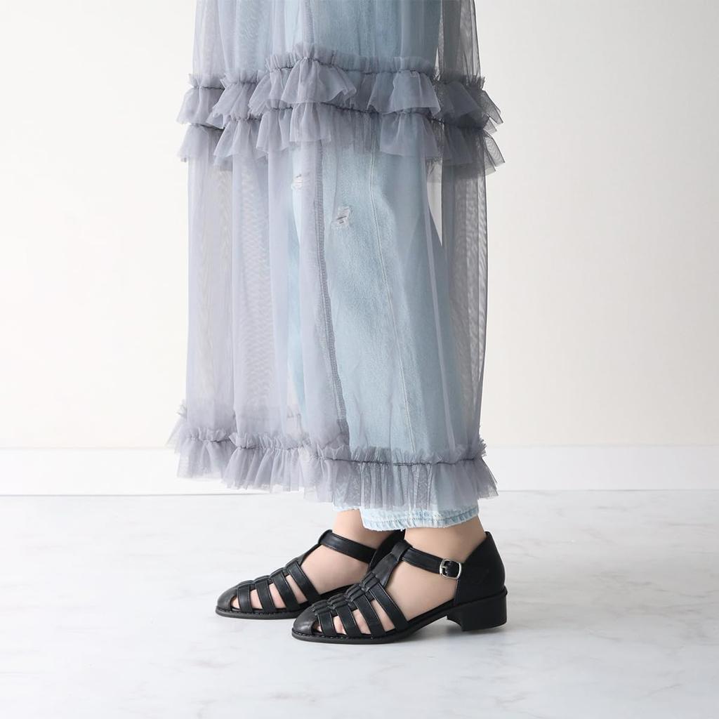 Bridget Birkin Gurkha Sandals, Strap Gurkha Sandals, Women's, Black, Size 24.0 Cm, 542013