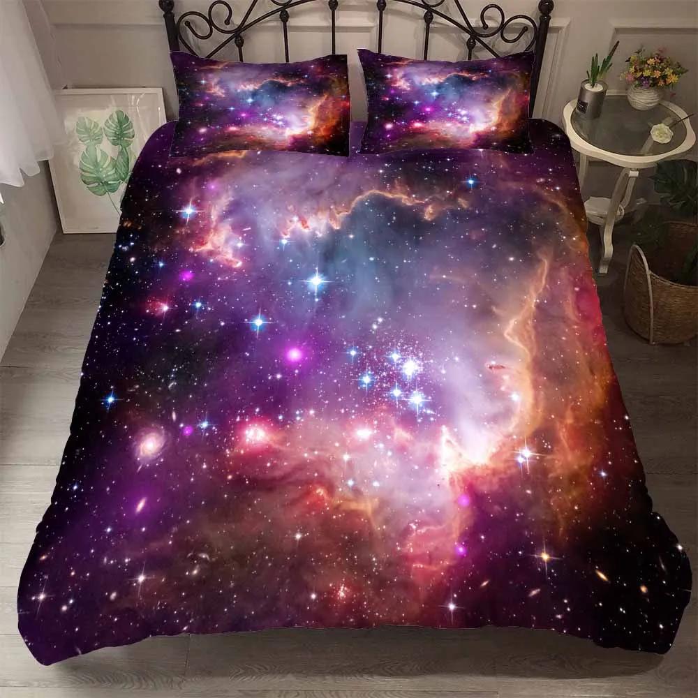 

Print Starlight Galaxy Microfiber Quilt Cover With Pilllowcases Starry Sky Comforter Cover Bedding Set Dropship Duver Cove Sets EU single(135x200cm)