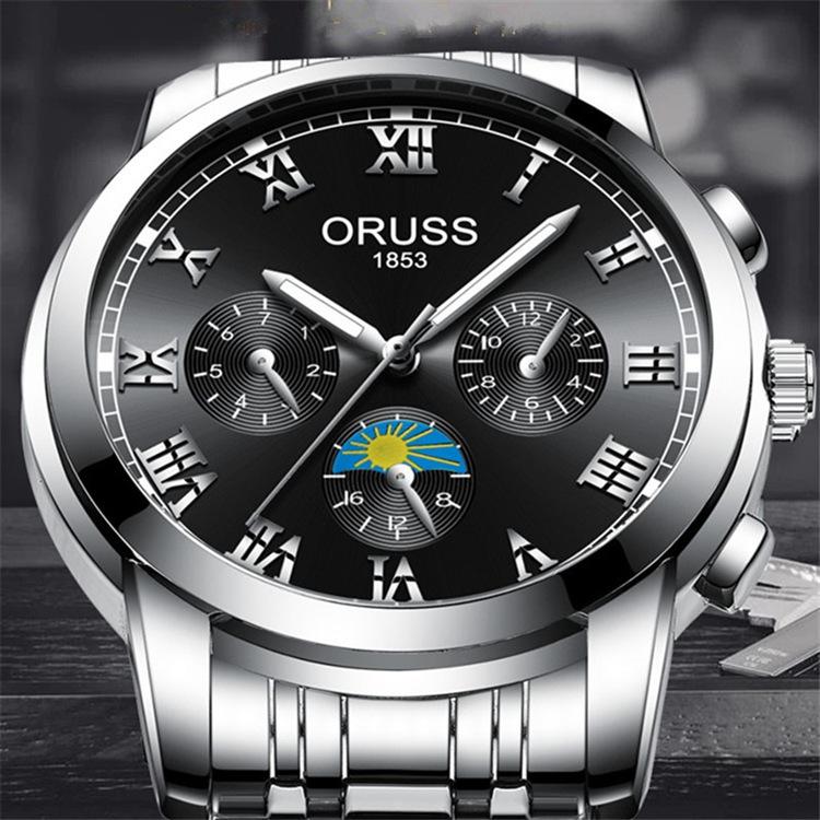 Watch Men S Watch Solid Steel Belt Waterproof Double Calendar Business Quartz Watch