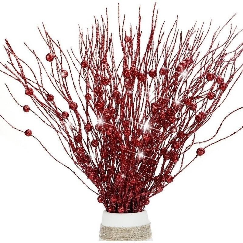 1Pc Glitter Artificial Berries Stems Christmas Decoration Xmas for Home Decor New Year Christmas Tree Wreath Ornaments Accessory