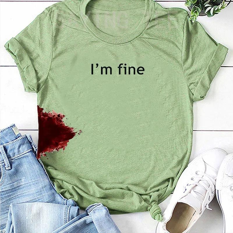 I'm Fine Graphic Novelty Sarcastic Movie Halloween Costume Humor Scary Funny T Shirt Gifts for WoClothing Graphic Tee