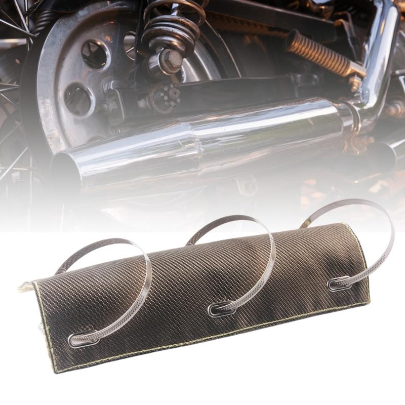 Exhaust Heat Barrier Wrap Kit 6 x 12 In for Exhaust Pipes and Manifolds, Flexible Double-Layer Fabric Panel with 3 Stainless Steel Retainers
