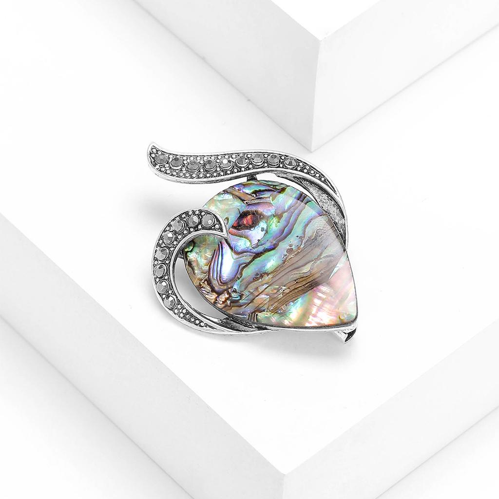 Cartoon, Alloy Water Drop-Shaped Abalone Shell Brooch, Creative Fashion Personalized Accessories Corsage