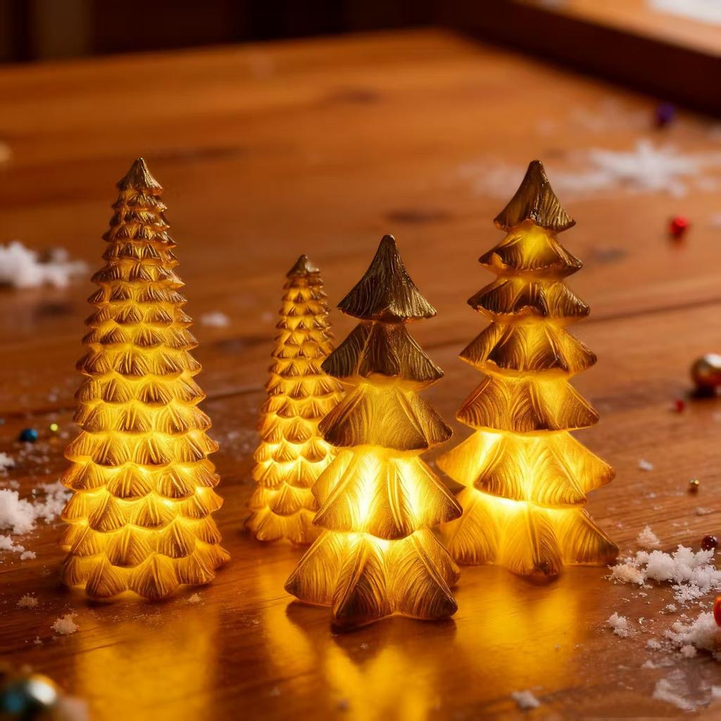 LED Christmas Tree Night Lamps Mini Luminous Xmas Tree Night Lights Desktop Ornaments For New Year Party Home Decorations