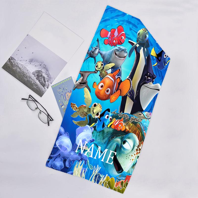 1pc Nemo1 Beach Towel with Custom Name, Beach/Swimming/Bath/Picnic/Camping Towel, Suitable for Seaside Beaches