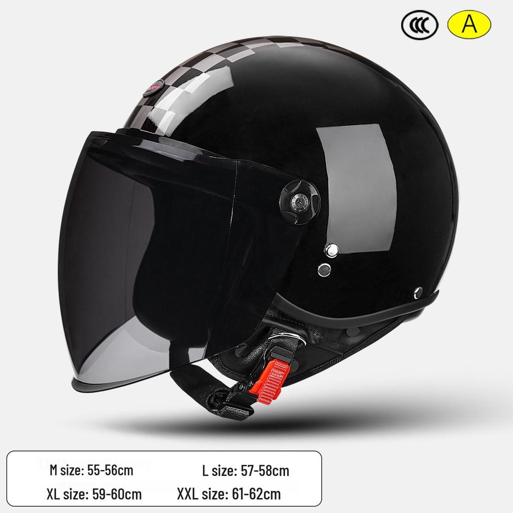 3C Certified Retro Motorcycle Half Helmet, Unisex Leather 3/4 Helmet, All-Season Warm Safety for Motorbikes & Electric Vehicles.