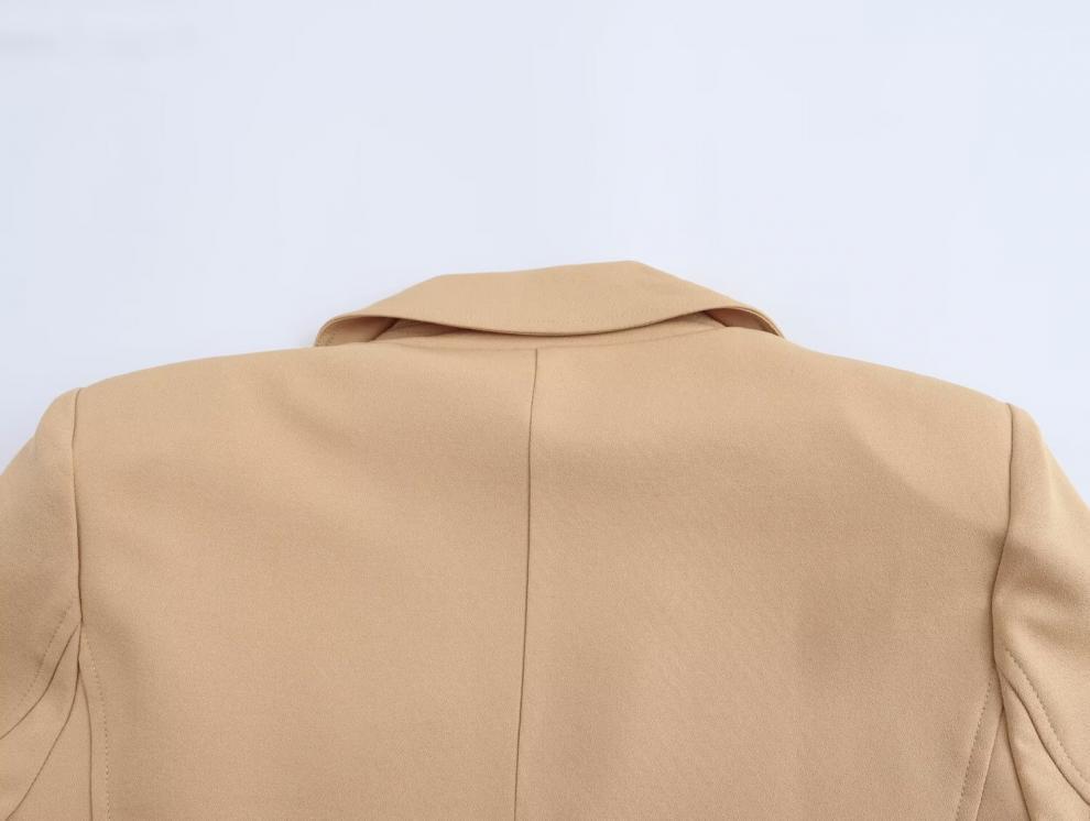 Autumn European & American High Street Women's Slim Fit Suit Jacket with Golden Buttons