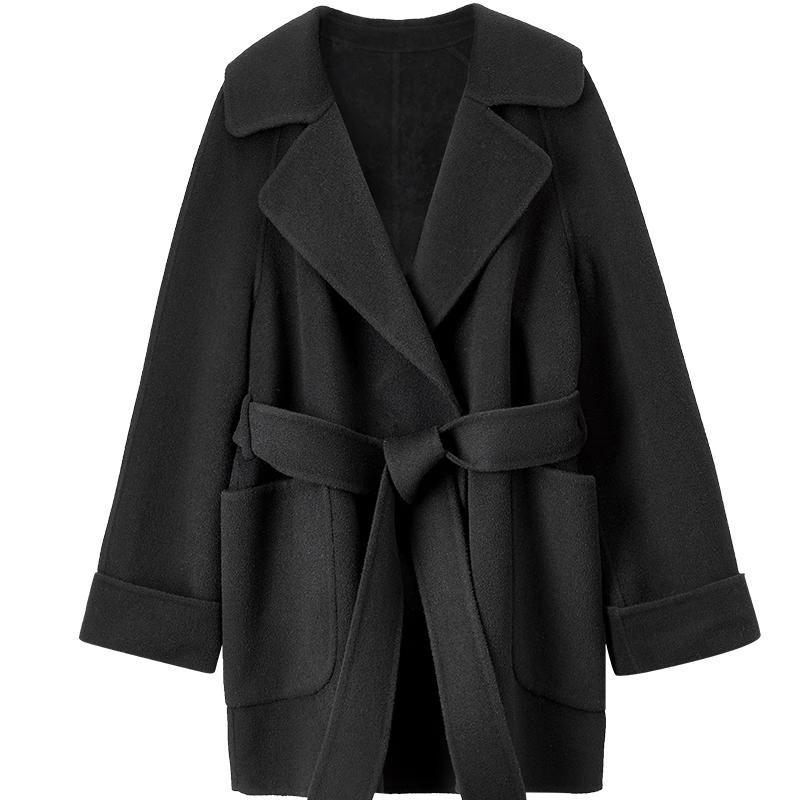 Women's 100% Wool Commuter Style Double-Sided Mid-Length Coat