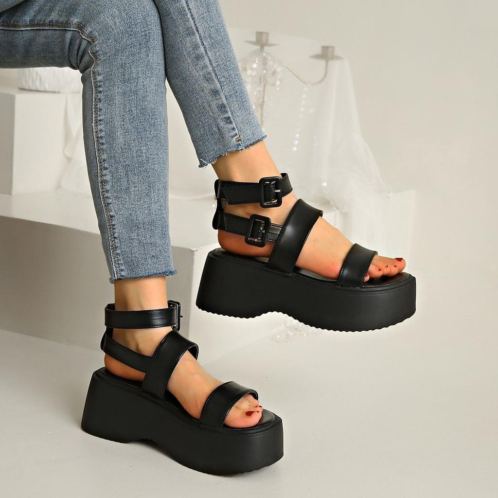 Fashion Summer Gladiator Sandals 2025 New Women Calfskin Leather Open Toe T-bar Strap Hook & Loop Summer Ladies Shoes Handmade