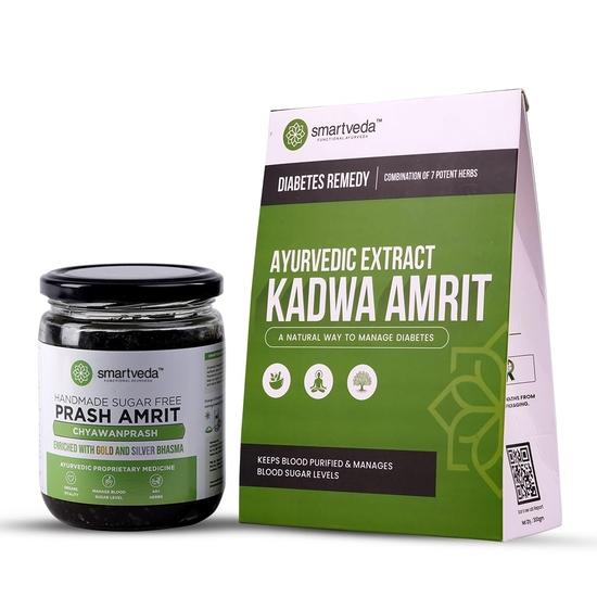 

Smartveda Kadwa Amrit & Prash Amrit Combo - Аюрведичне рішення з потужними травами для контролю рівня цукру в крові| 100% Натуральний та безпечний