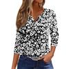 Women's T Shirt Print Button 3/4 Sleeve Daily Weekend Fashion Basic V- Neck Regular Top