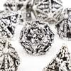 7 Pcs Silver Hand Skull Head Metal Dice Hollow Metal Polyhedral Dice Set Suitable for Role-Playing RPG  Board Game Card Game
