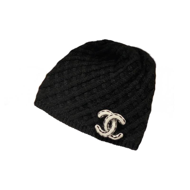 

CHANEL [23B new product] black and white color matching double C rhombus wool wool hat men and women same style couple model black