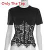 T-shirt da Donna Primavera Estate Pannello in Pizzo Manica Corta Top Casual Per Appassionati di Moda