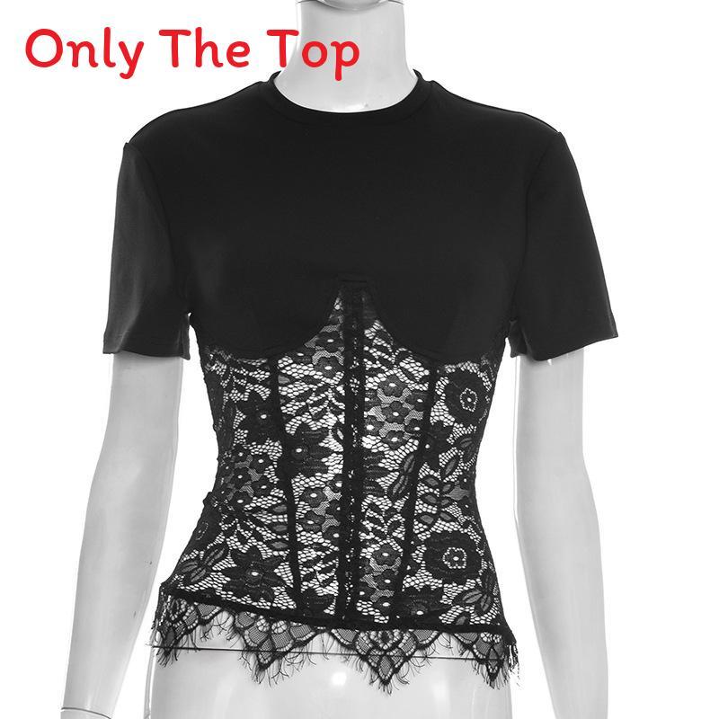 T-shirt da Donna Primavera Estate Pannello in Pizzo Manica Corta Top Casual Per Appassionati di Moda