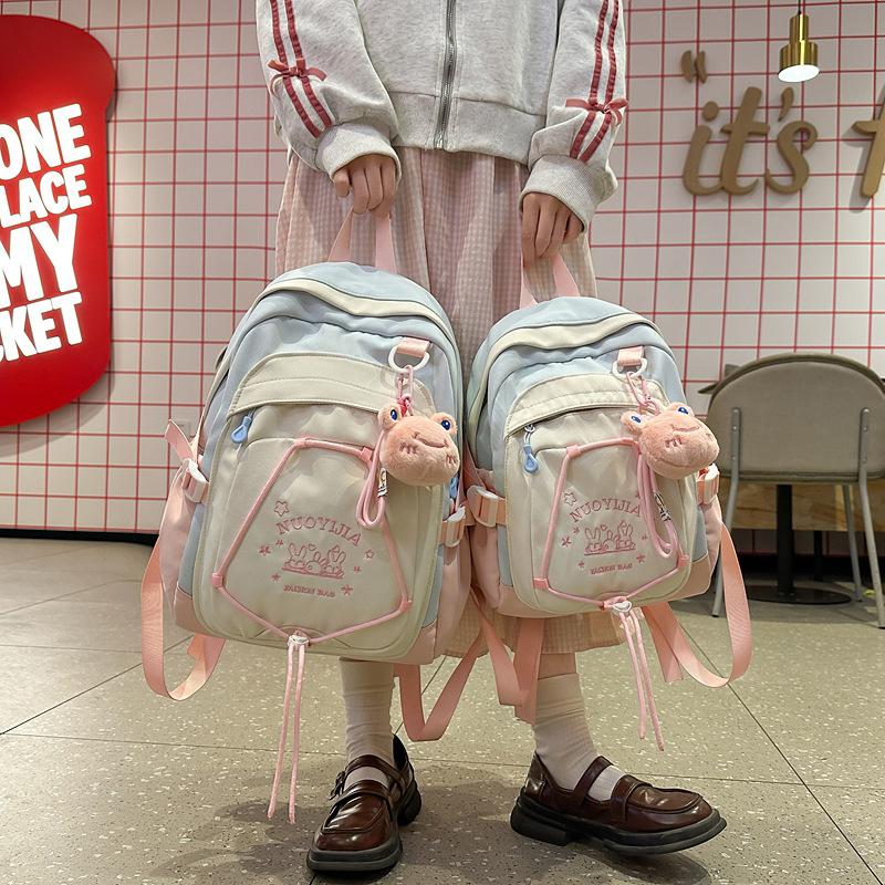 Schoolbag Japanese Color Matching Casual Travel Small Backpack Girl Junior High School Student Large Capacity Backpack 1st Grade Backpack
