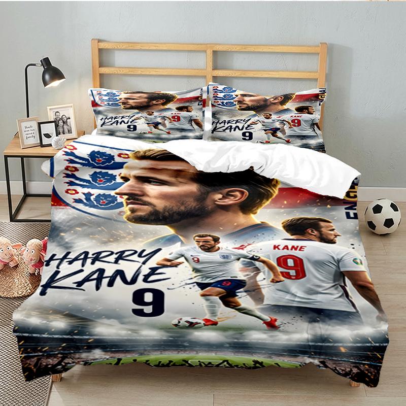 3PCS Football Player Kane Bedding set,Ideal for1pc Duvet Cover And 2pcs Pillowcases Perfect for Christmas gift,Ideal for Bedroom, Dormitory