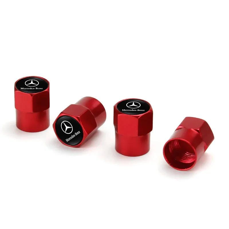 WXUKM1 C200 E200 New 2025 For Mercedes Benz 4Pcs Car 3D Logo Tire Valve Caps Emblem Cap Case For Mercedes Benz AMG Smart W205 C300 W203