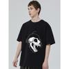 Black Oversized T Shirt with Wolf Skull Print for Casual Streetwear Fashion