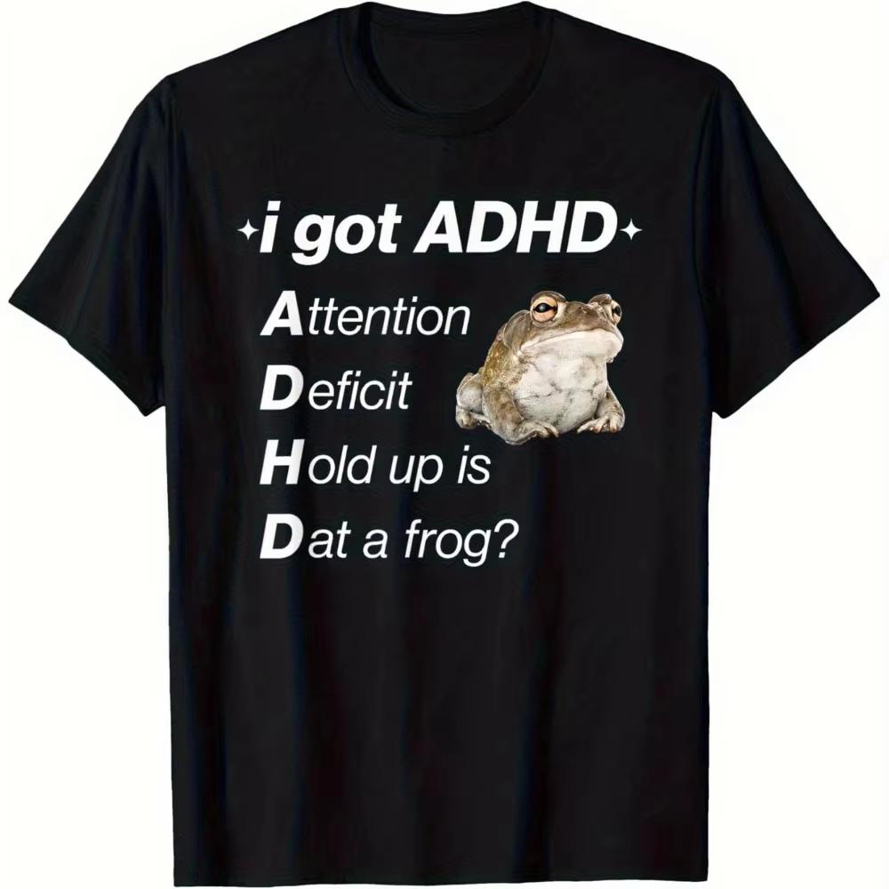Funny Print T Shirt Unisex Humor Attention Deficit Joke Slogan Graphic Crew Neck Short Sleeve Soft Cotton Novelty Casual Tops