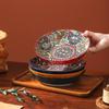 Colorful Dinner Plate Flower Pattern Meal Dish Household Bohemian Ceramic Plate  Housewarming Gift