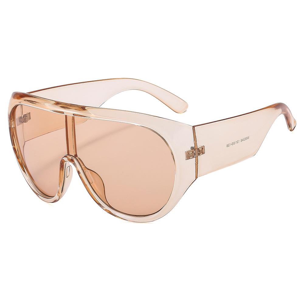 

Retro Stylish Large Frame Aviator Integrated Female Sunglasses Design Unique Leisure Outdoor Male Sun Eyewear UV Protection 400 as picture