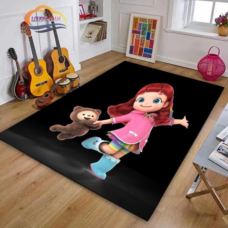 3D Printing Rainbow Ruby Series Carpet Lulu and Bear Cartoon Living Room Bedroom Non-slip Rug Soft Play Area Floor Mat Girl Gift