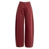 Xin Ge Women's High Waist Wide Leg Jeans: Red American Style, Loose, Slimming, Floor-Length for Spring