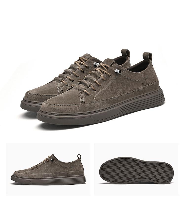 2024 European New Shoes for Men Genuine Leather Casual Shoes Retro Suede Flat Skateboard Shoes Street Fashion Sneaker 38-46