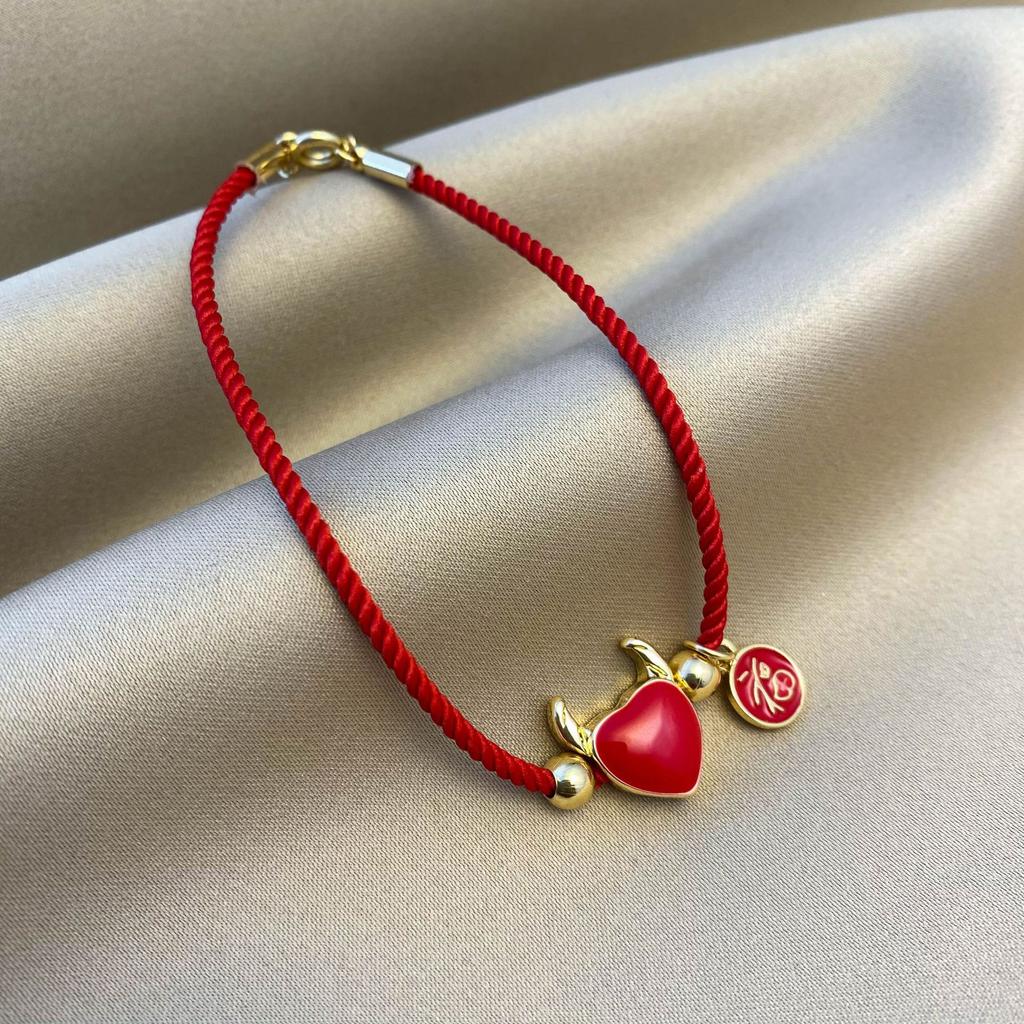 Red Natal Year Series Red Rope Bracelet Weaving Festive Zodiac Cow Lucky Rope Niche Design Couple Jewelry