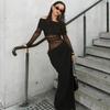 2025 Spring/Summer Women's One-Shoulder Mesh Patchwork Bodycon Dress