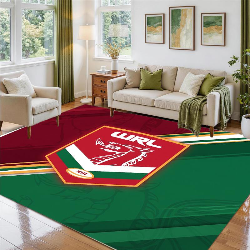 Wales Rugby Design Kristall-Samt Teppich Weiche Dekorative Matte für Schlafzimmer Eingang