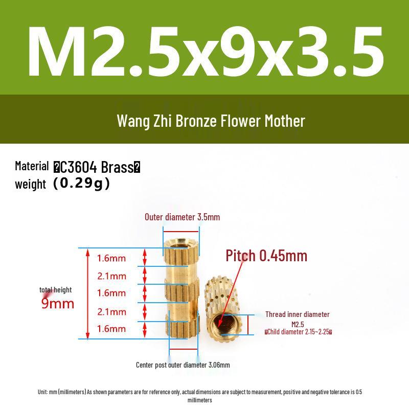 M1-M10 Knurled Brass Heat Insert Nut for Injection Molding
