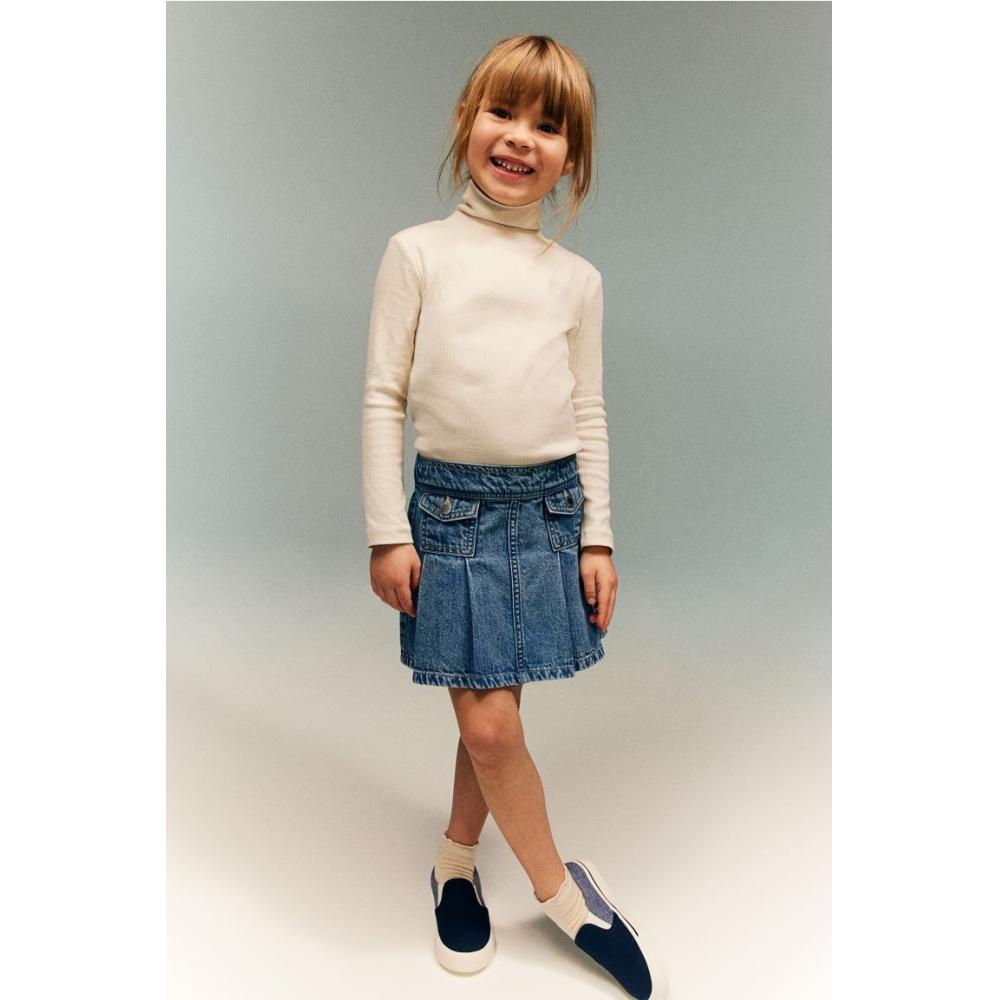 

Джинсовая плиссированная юбка HM синего цвета