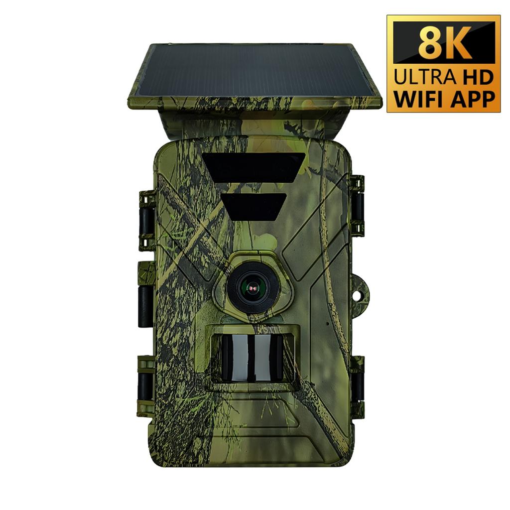 WiFi Wildkamera Solar-Wildkamera 8K 60MP WiFi Wildtier-Jagdkamera IP66 Wasserdicht Außen Nachtsicht Wildkamera