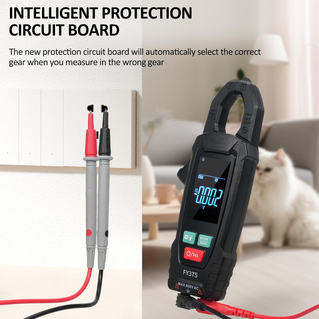 FY375 Clamp Meter with LCD Display Multifunctional Digital Clamp Meter 5999 Counts NCV Test Universal Meter Tester AC