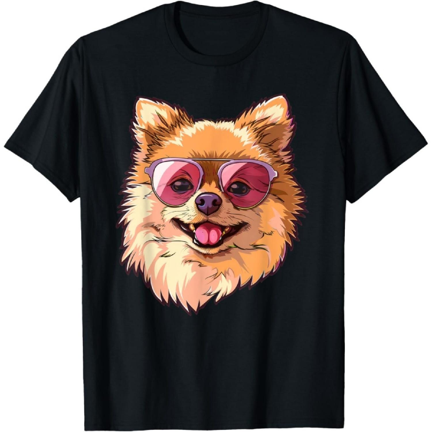 Футболка с солнечными очками для померанского шпица для мужчин, женщин, детей S