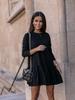 Winter Langarm Home Lose Rundhals Rüschen Kleid Damen Pullover
