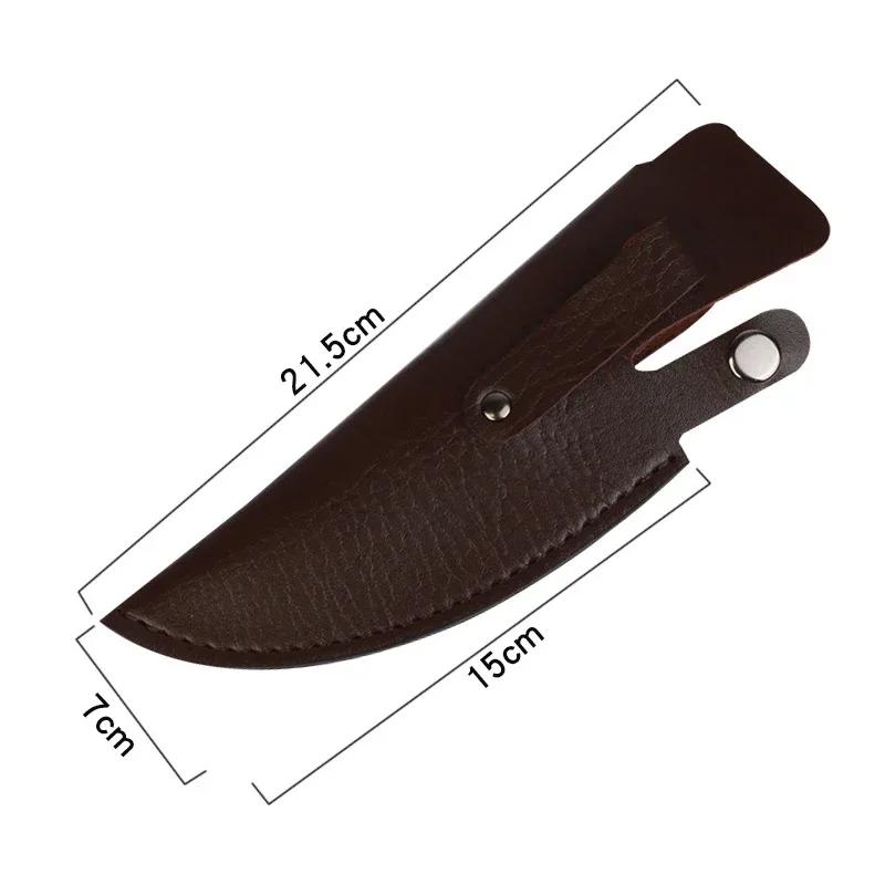 Knife Sheath Kitchen Knife PU Sheath With Belt Loop Pocket Multi-Function Tool Portable Knife Protective Cover Leather Sheath