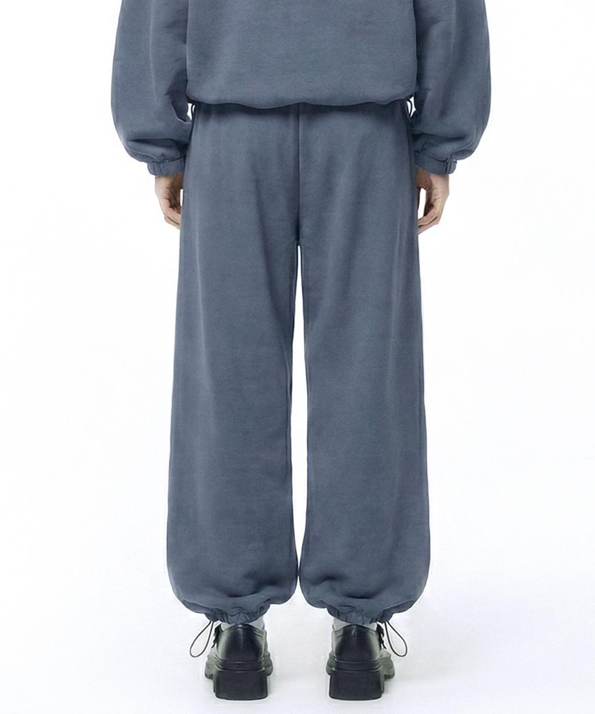 PRINOAR Statement String Single-Pleat Wide Pants - Blue-Gray