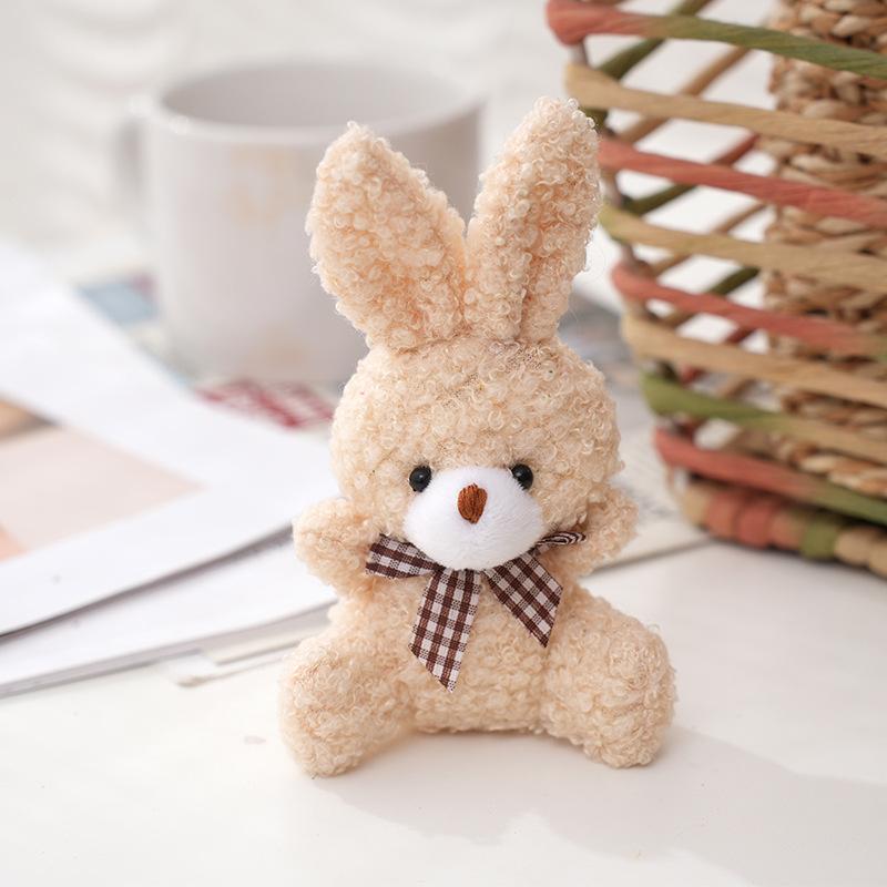 10cm Soft Stuffed rabbit Plush Toys Mini Bow-tie sitting bunny Dolls Small Gift for Party Wedding Keychain Pendant Teddy Doll