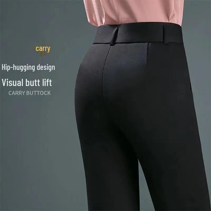 Women's Fleece-Lined Straight-Leg Wool Pants for Autumn/Winter 2025 – Casual, Warm, and Stylish for Work